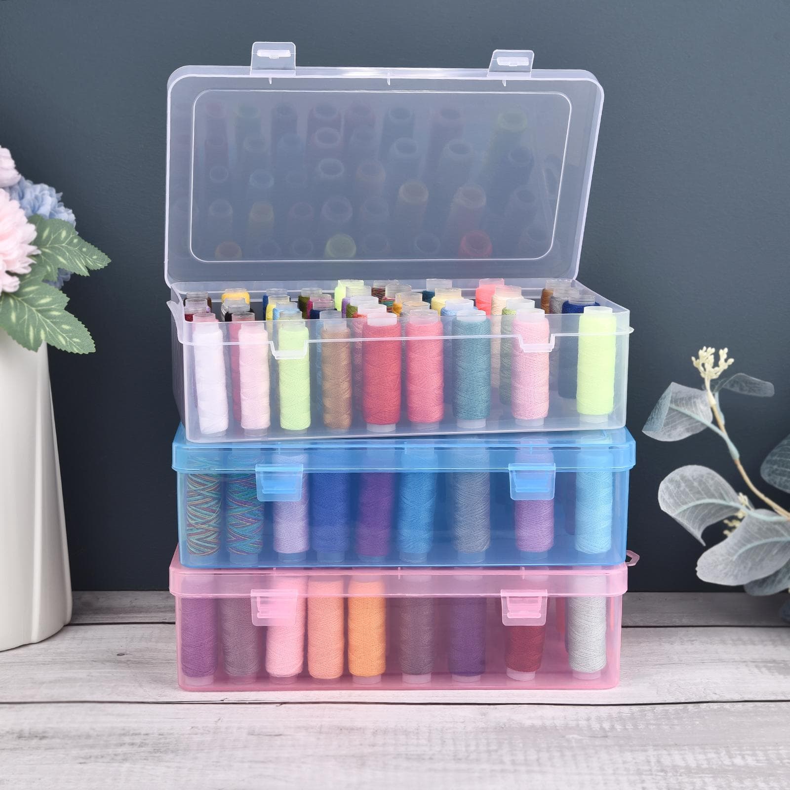 Sewing Threads Box Bobbins Storage Case Transparent Needle Spool Organizer Household DIY Sewing Accessories white
