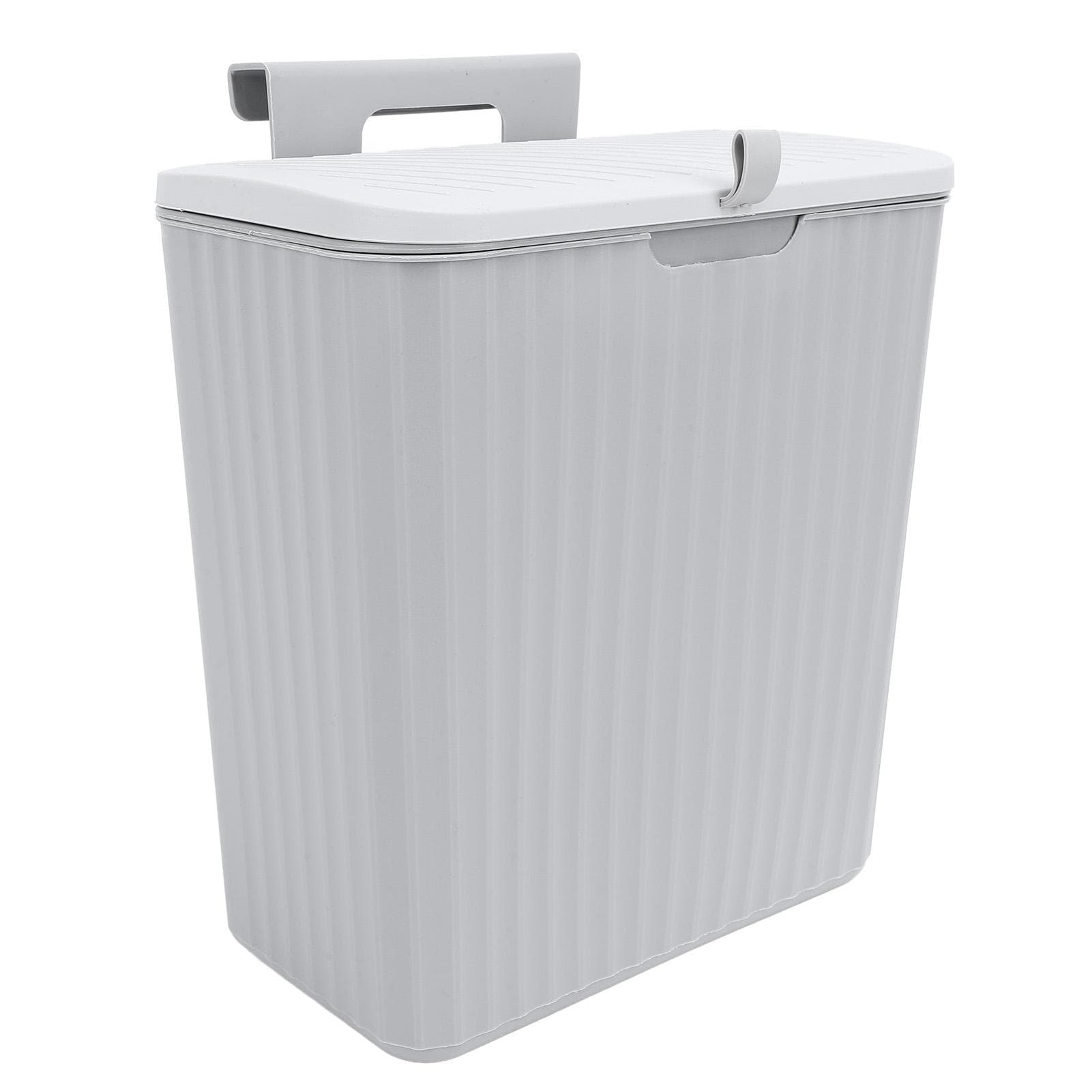 9L Kitchen Trash Can Wall Mounted with Lid Hanging Cabinet Door Trash Can for Kitchen Bathroom Grey gray