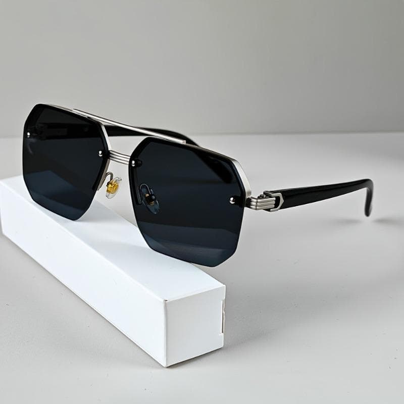 Vintage Square Frame Glasses Metal Double Beam Unisex Couple Eyewear for Men Women Fashion Casual