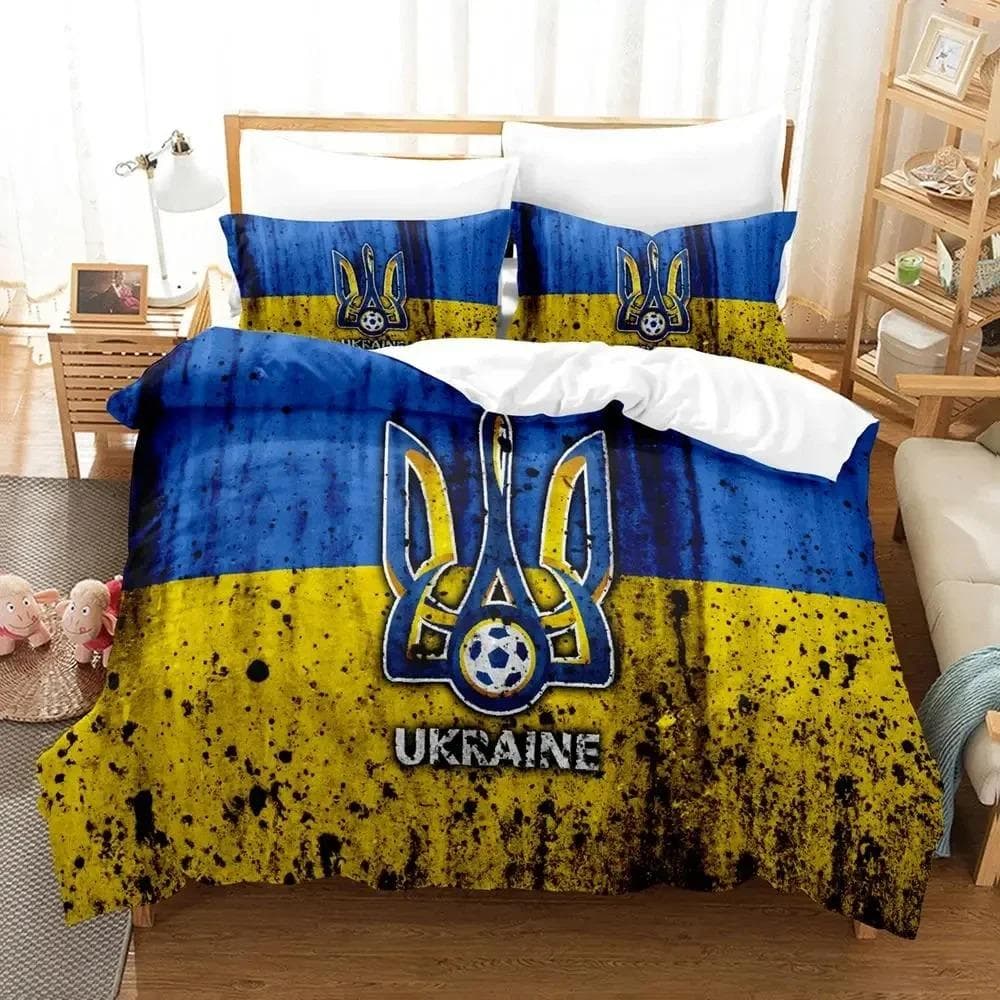 3D Print Ukrainian Flag UKRAINE Bedding Set Duvet Cover Bed Set Quilt Cover Pillowcase Comforter king Queen Size Boys Adult AU King 240x210cm