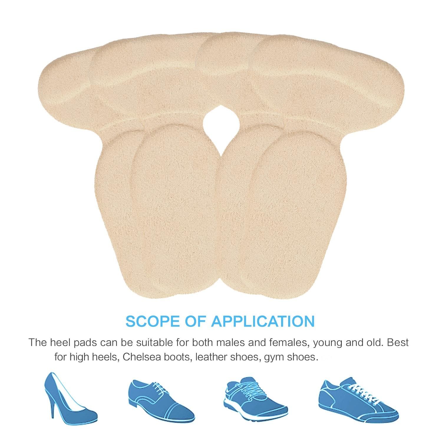 Heel Pads Grips Liners Back Heel Cushion Insoles for High Heels Blisters, 2 Pairs Fashion