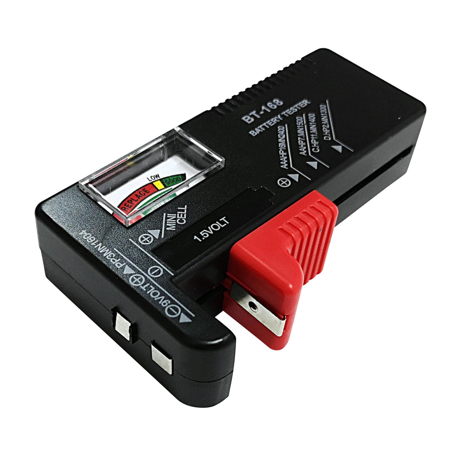 Battery Tester Checker Universal Battery Tester Monitor for AA AAA C D 9V 1.5V Button Cell black