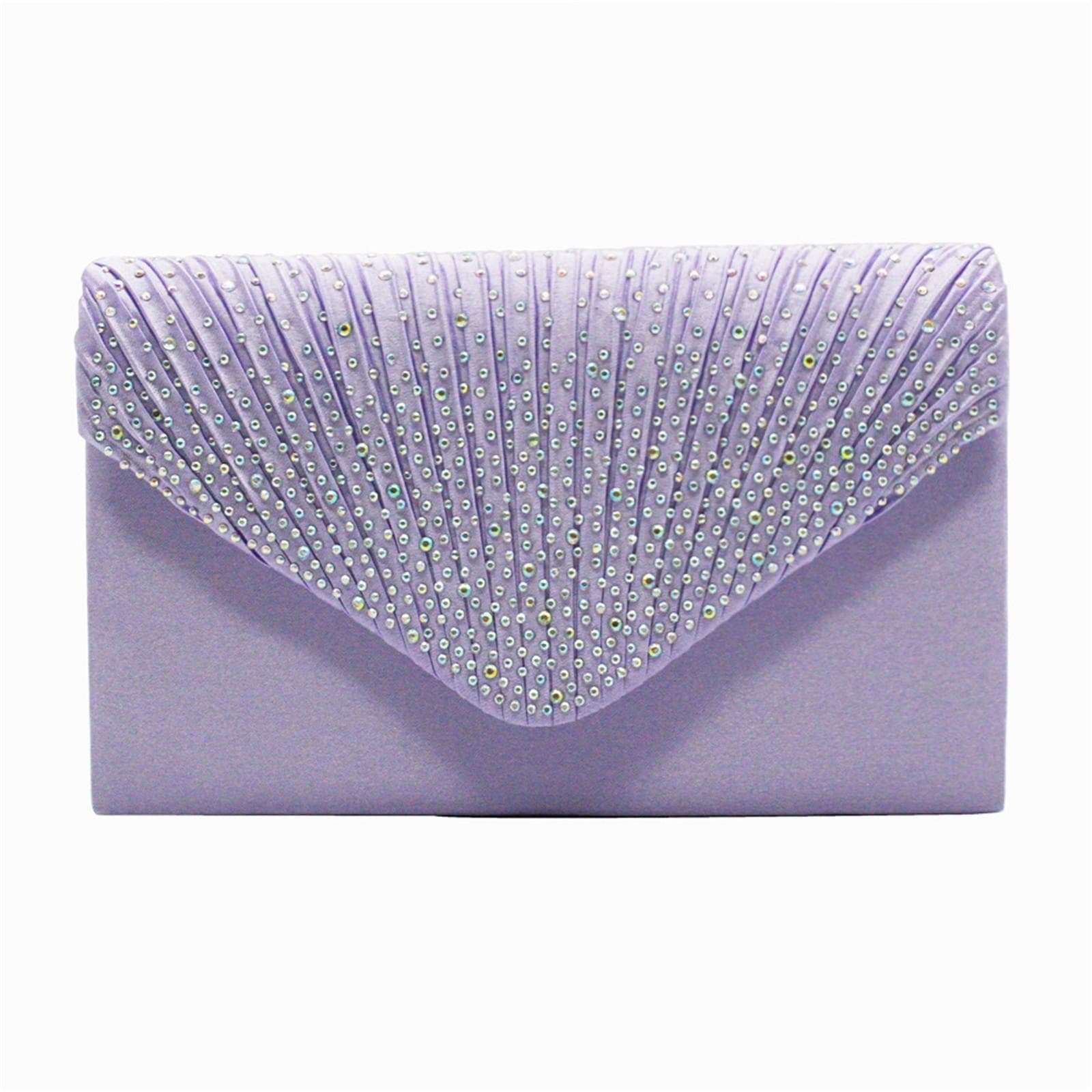 Women's Fashion Elegant Silk Belt Drill Clutch Evening Prom Handbag Purse One Size pink