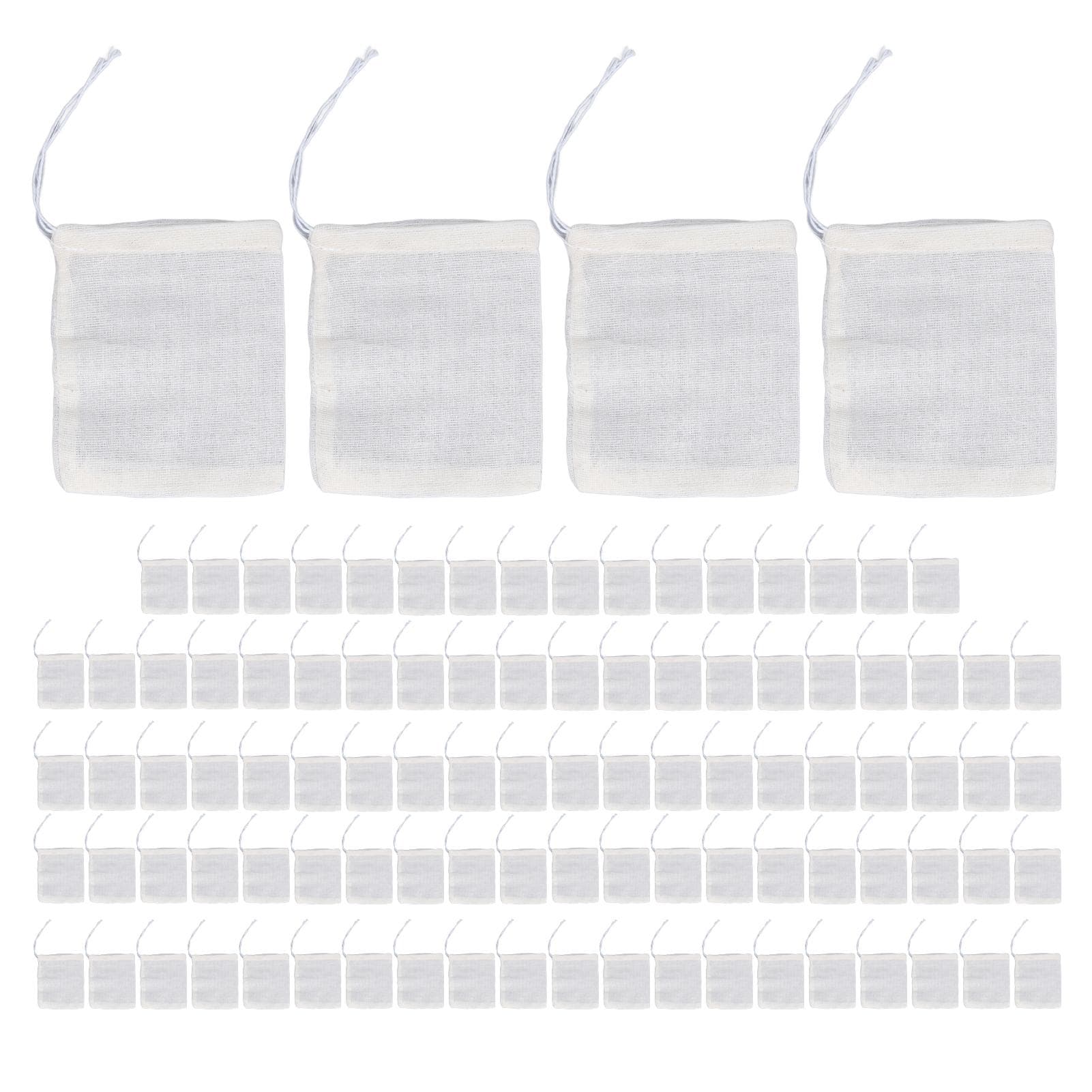 100Pcs Drawstring Cotton Bags 8cmx10cm Reusable Filter Tea Residue Environmentally Friendly Tea L
