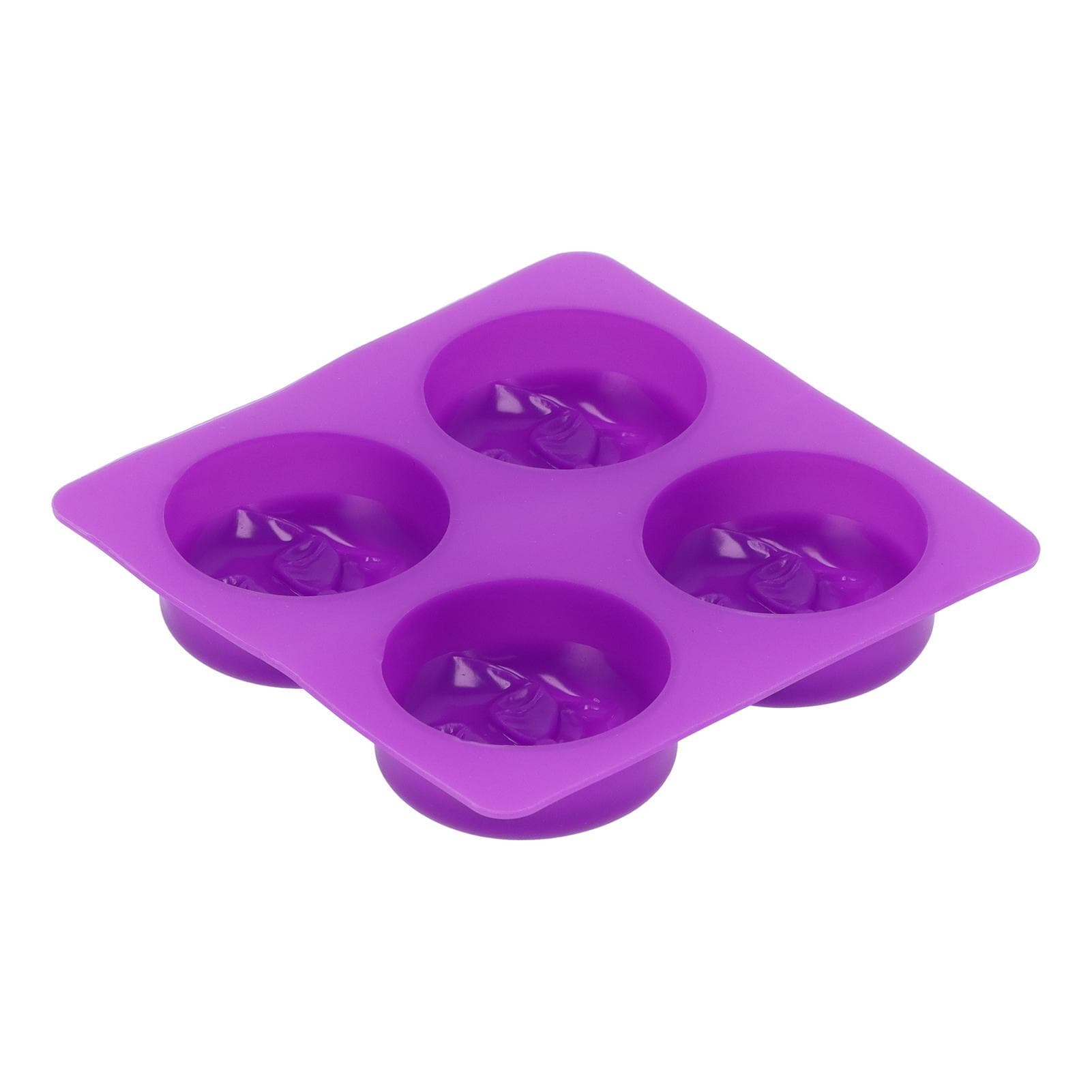 4Grid Round Moon Face Mold Silicone DIY Moon Shape HandMade Soap Mold for Home Kitchen