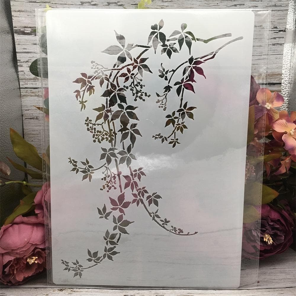 A4 29cm Maple Leaves Branch DIY Layering Stencils Wall Painting Scrapbook Coloring Embossing Album Decorative Template white