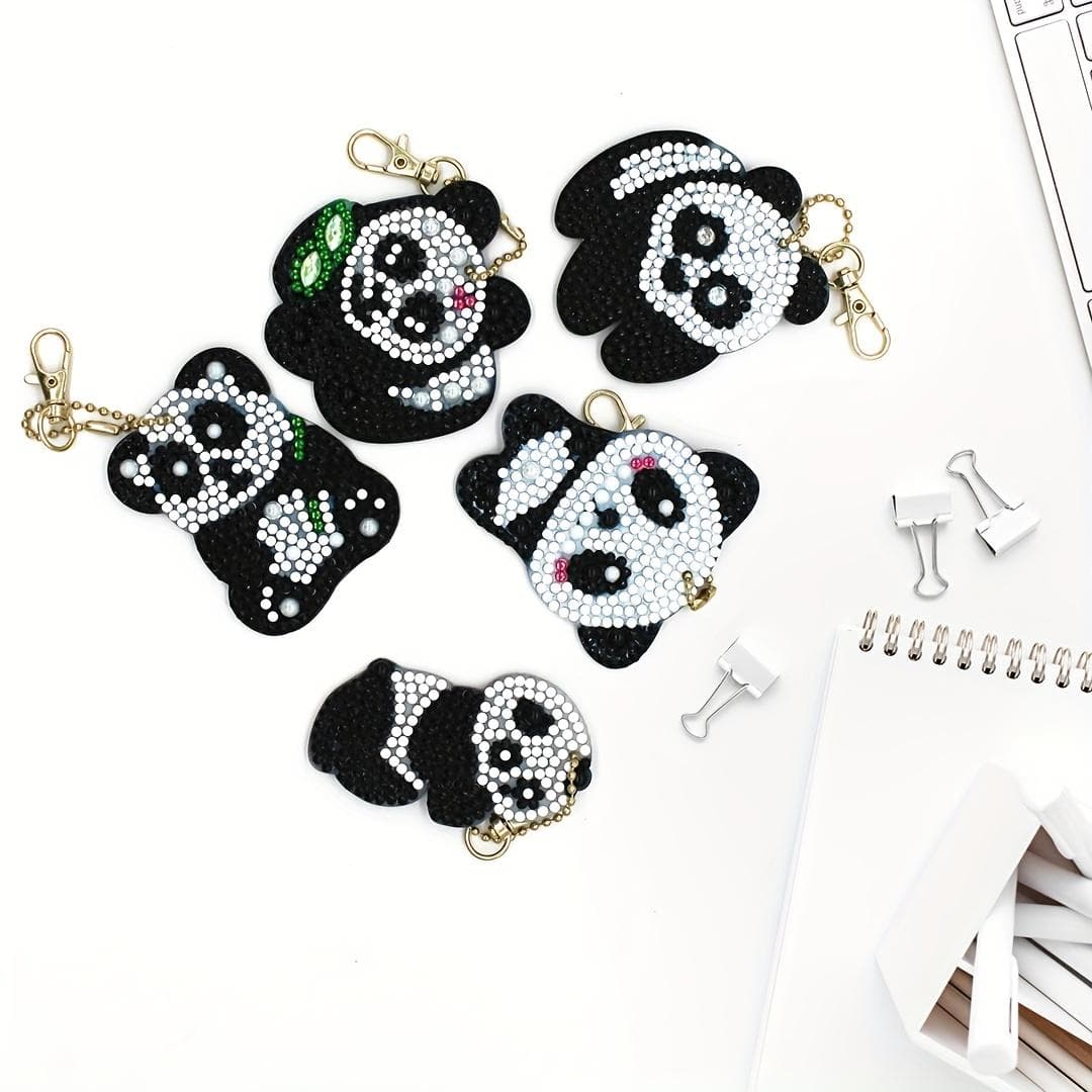 1set,panda Pattern Diamond Painting,keychain,bookmark,DIY Diamond Dotting Pack of 5