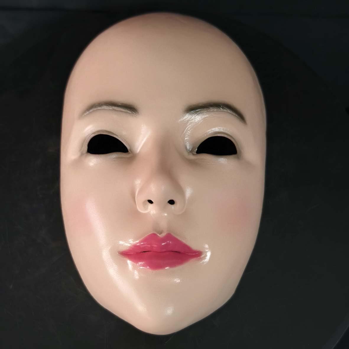 Half face beautiful woman latex mask, party drag mask One Size pink