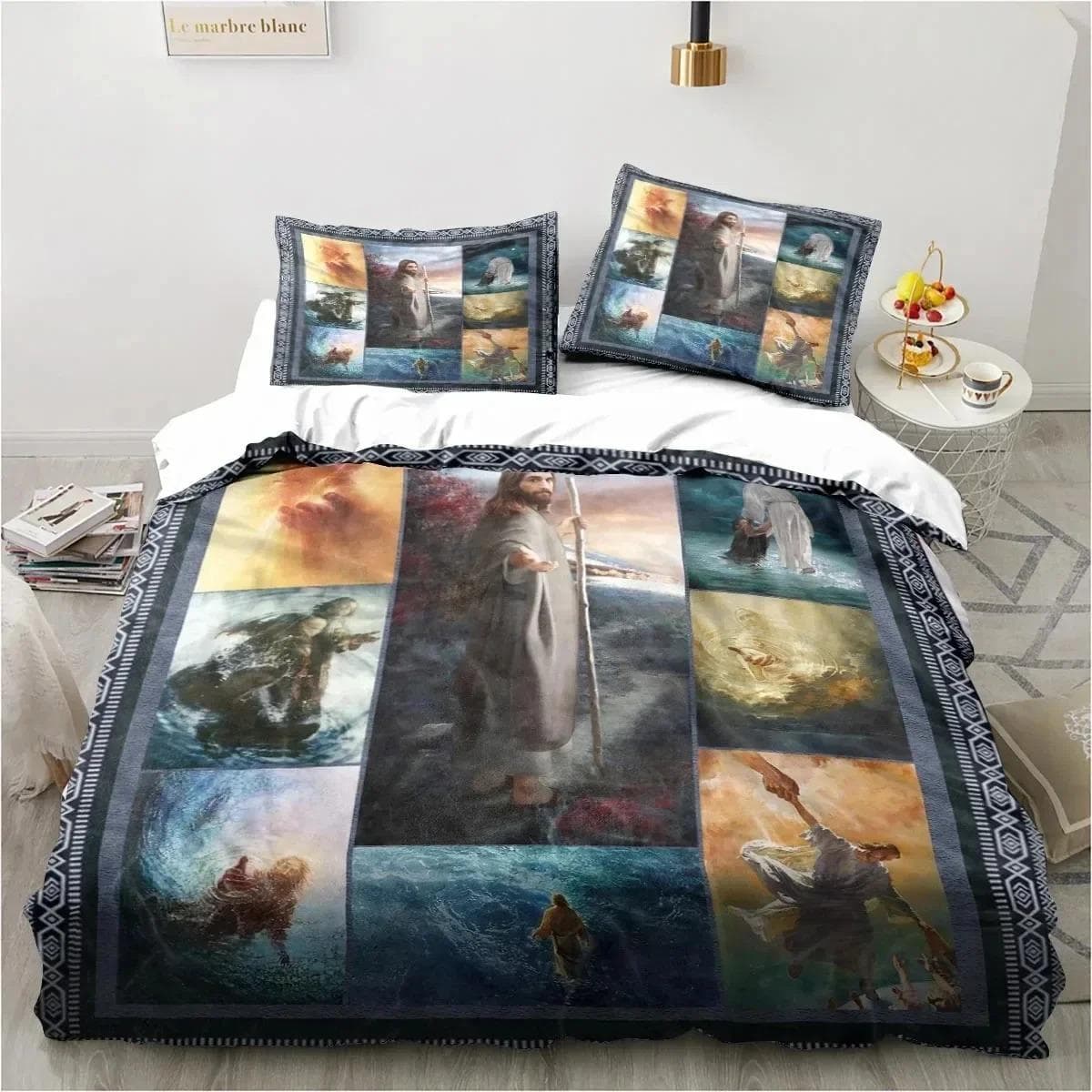 Jesus Christ Church Mary Christian Religious Bedding Set Duvet Cover Bed Set Quilt Cover Pillowcase Comforter king Queen Size AU Single 140x210cm