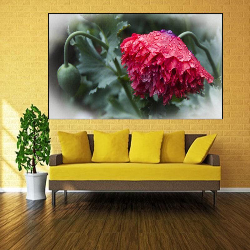 Full Drill 5D DIY Diamond Painting Poppy Flower Embroidery Cross Stitch 20X30CM