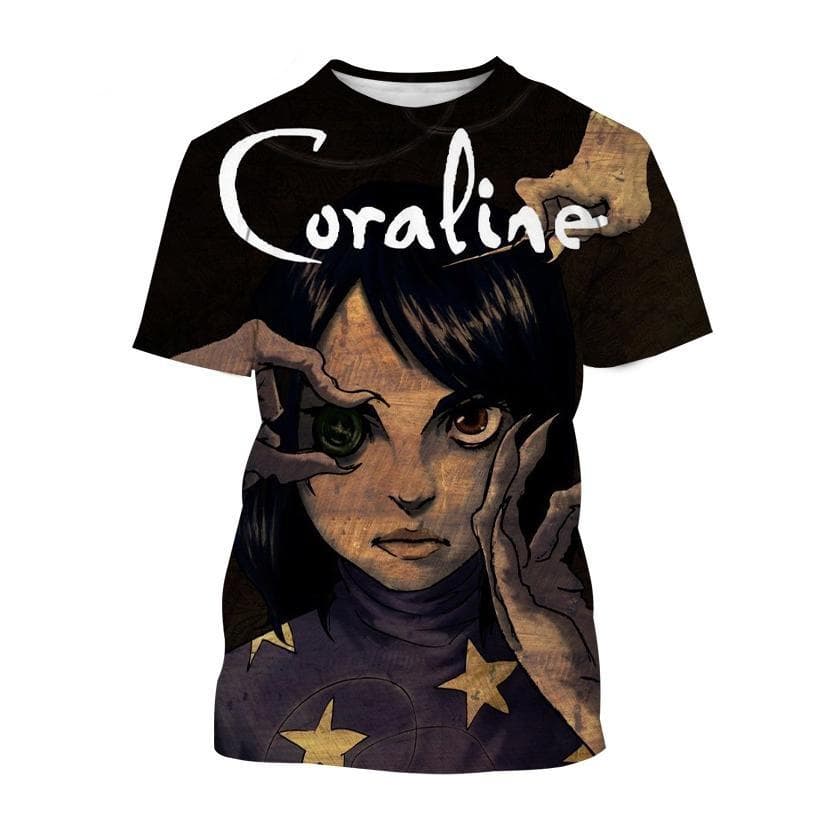 New Summer Coraline 3D Print T-Shirt Men Women Horror Anime Movie Short Sleeve Tshirts Oversized Harajuku Tees Top Kid Clothing L