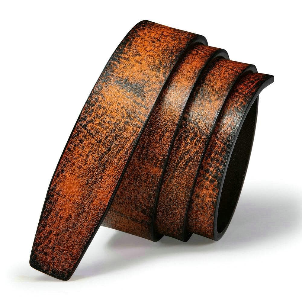 Men Replacement Belt Blue/Brown/Coffee Genuine Leather Belt Ratchet Straps Belt No Buckle 110cm/43in brown