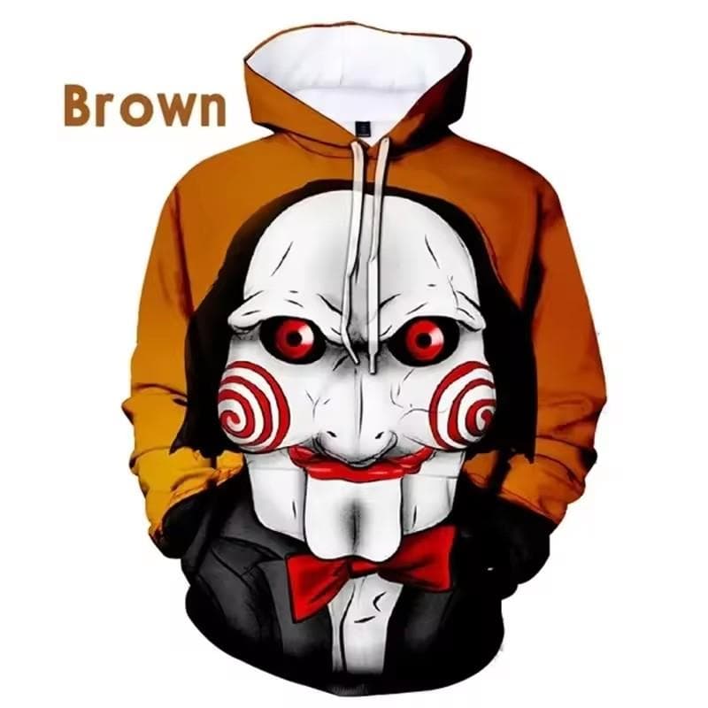 3D Print Men Hoodies Billy Is A Puppet - Saw Horror Movie Scary Character Jigsaw Killer Sweatshirt Casual Pullovers Hooded 5XL