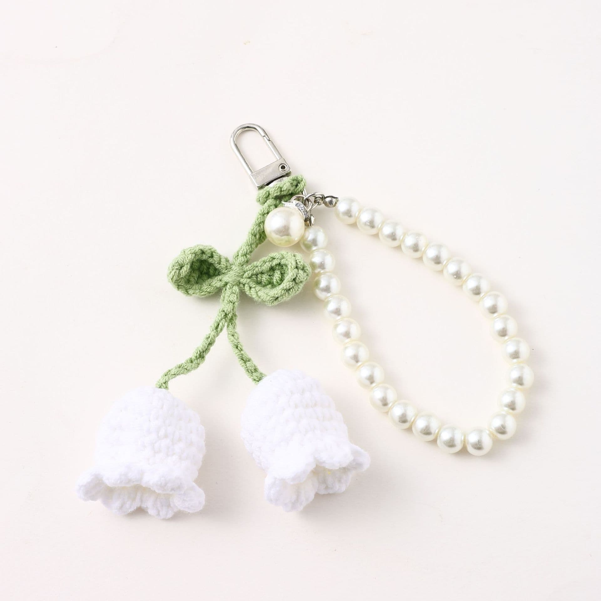 Handmade Flower Knitted Keychain Keyring Women Crocheted Wool Flower Leaf Key Ring Chains Handbag Charms Gifts