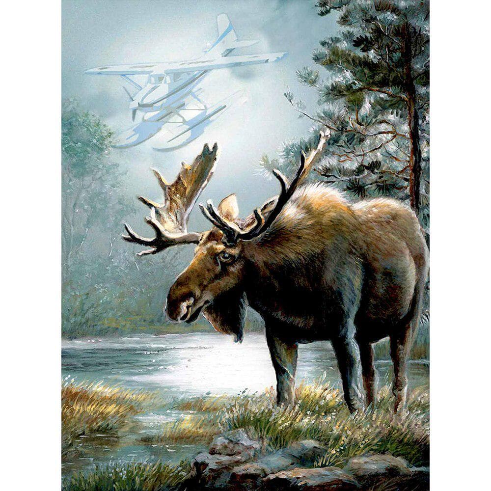 Diamond Painting Elk Rhinestone Cross Stitch Embroidery Winter Animal Bead Picture Home Decoration 20X30CM