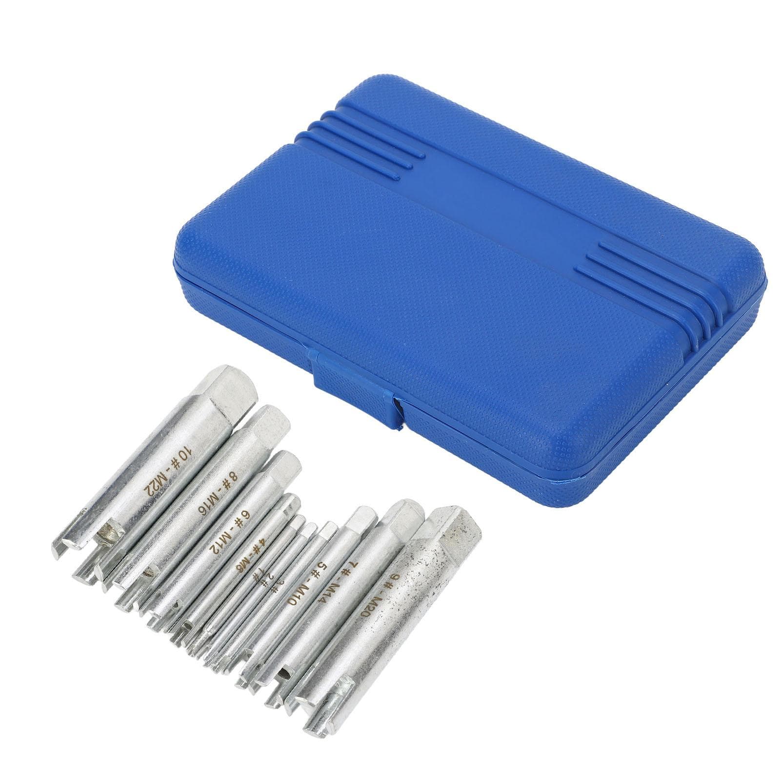 10Pcs Screw Tap Extractor Set Quenched Alloy Steel Broken Screw Removal Tool with Storage Box