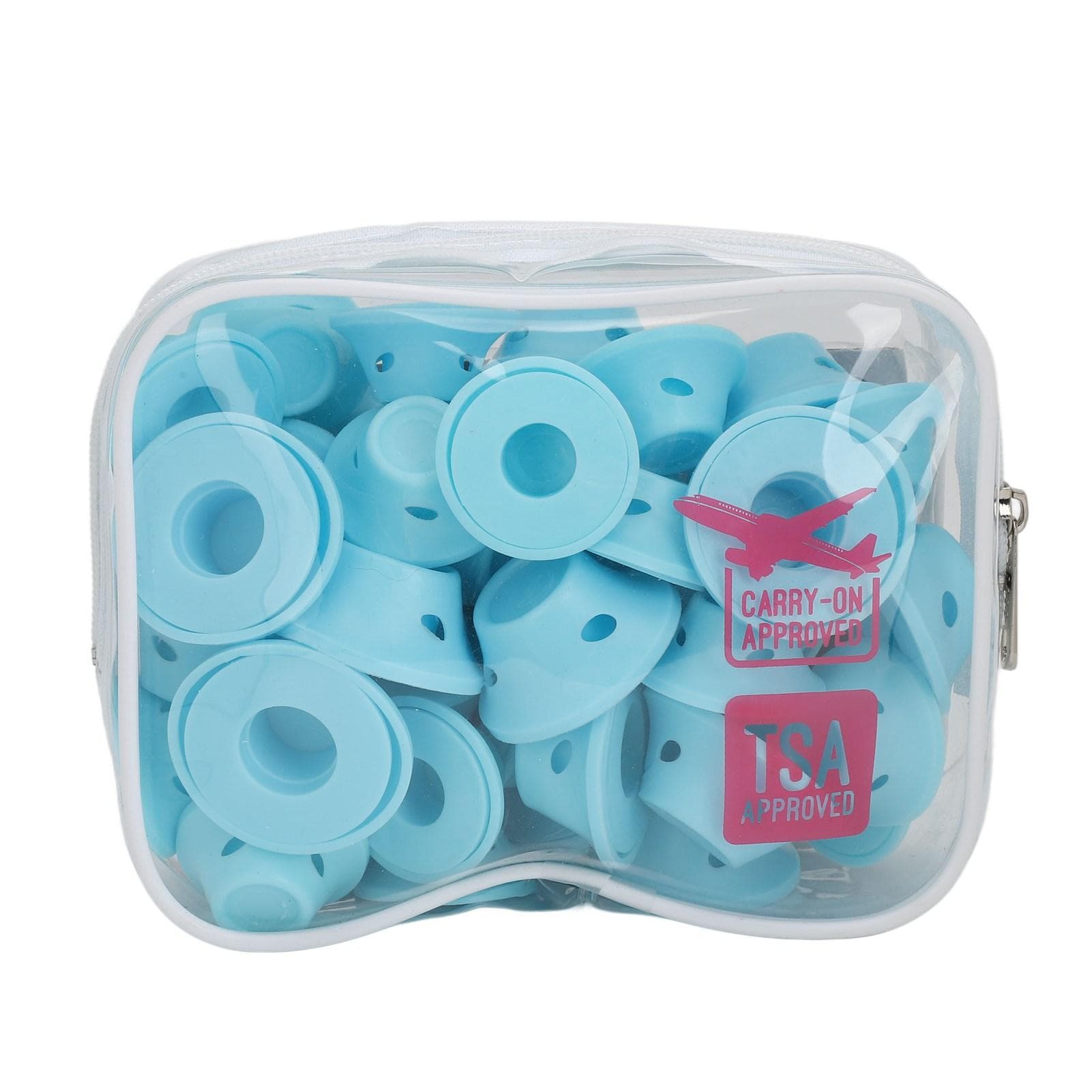 40pcs Silicone Hair Curler Soft Blue Heatless Lightweight Silicone Hair Roller for Home