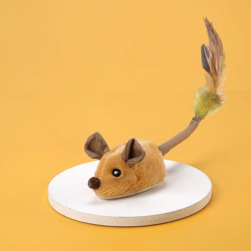 Smart Running Mouse Cat Toy Interactive Moving Electric Cat Teaser Toys Simulation Mice Kitten Self-Playing Plush Toys yellow