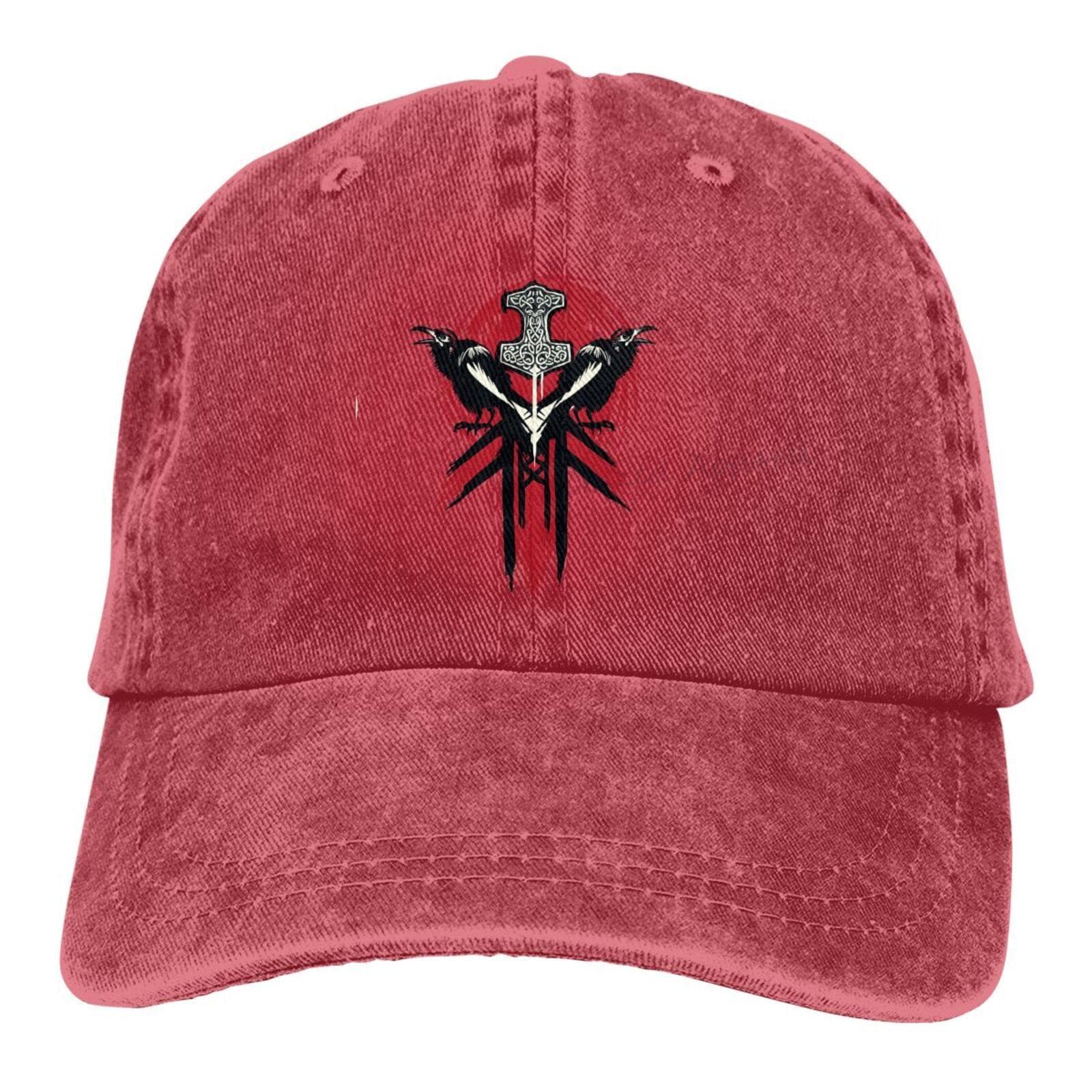 Vikings Mjolnir and Rune Wheel Norse Mythology Symbol Baseball Dad Cap Hip Hop Cap Adjustable Classic Sports for Unisex Women Hat One Size