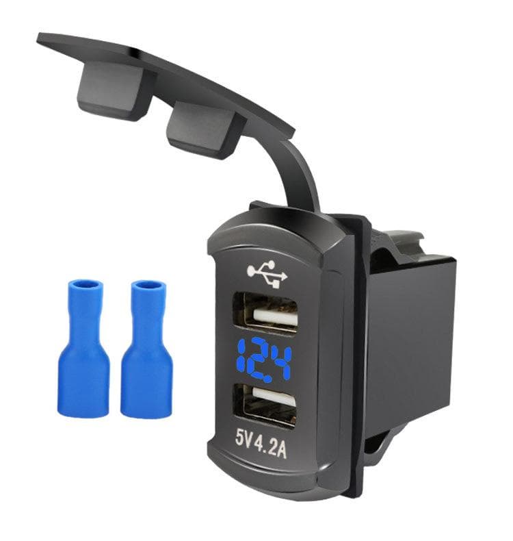 12/24V Dual USB Car Charger 4.2A Voltage Display Waterproof Ports Car Phone Charger Adapter for Mobile Phone Quick Charge