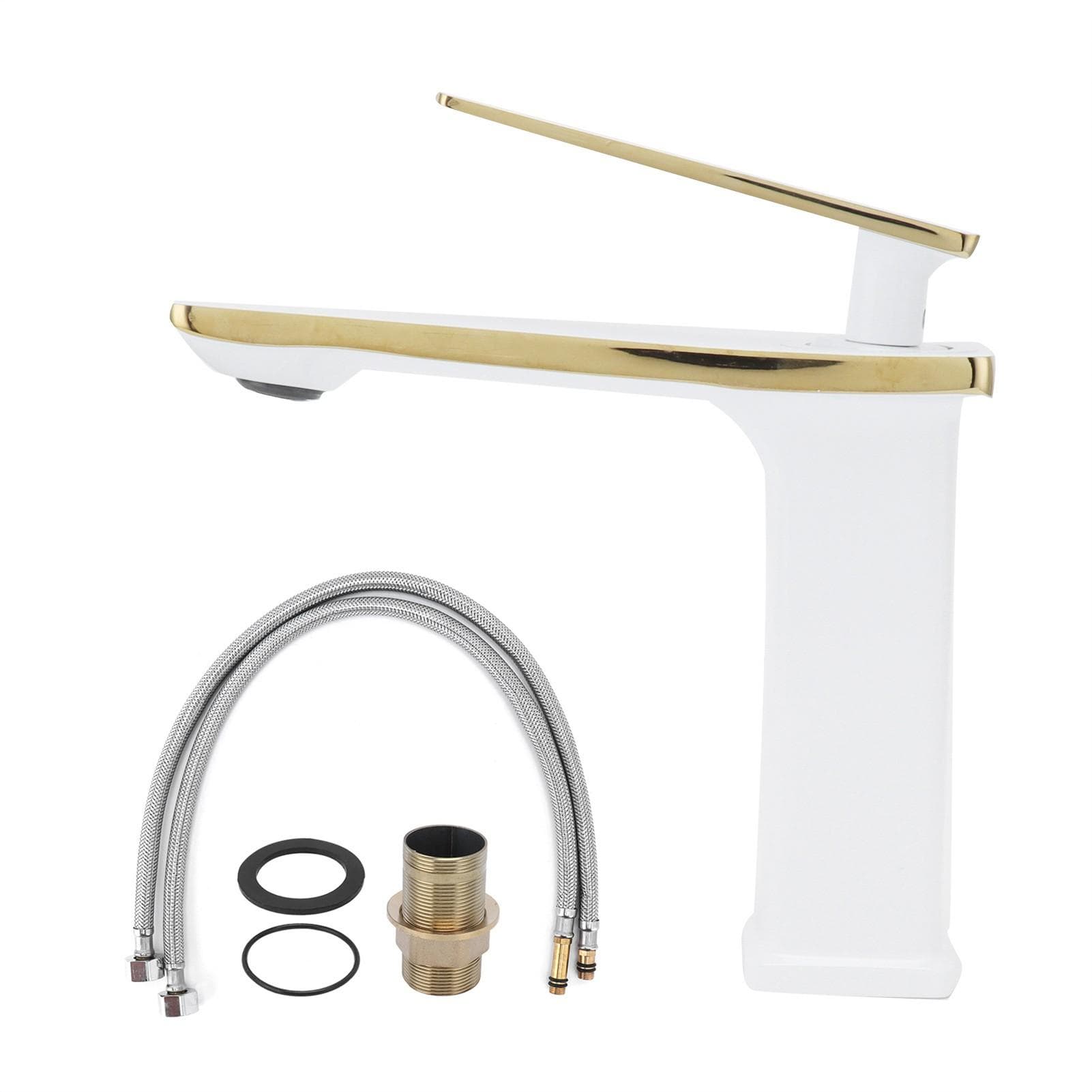 Copper Wash Basin Tap Hot Cold Mixing Faucet with Single Hole Long Handle for Bathroom UseG1/2