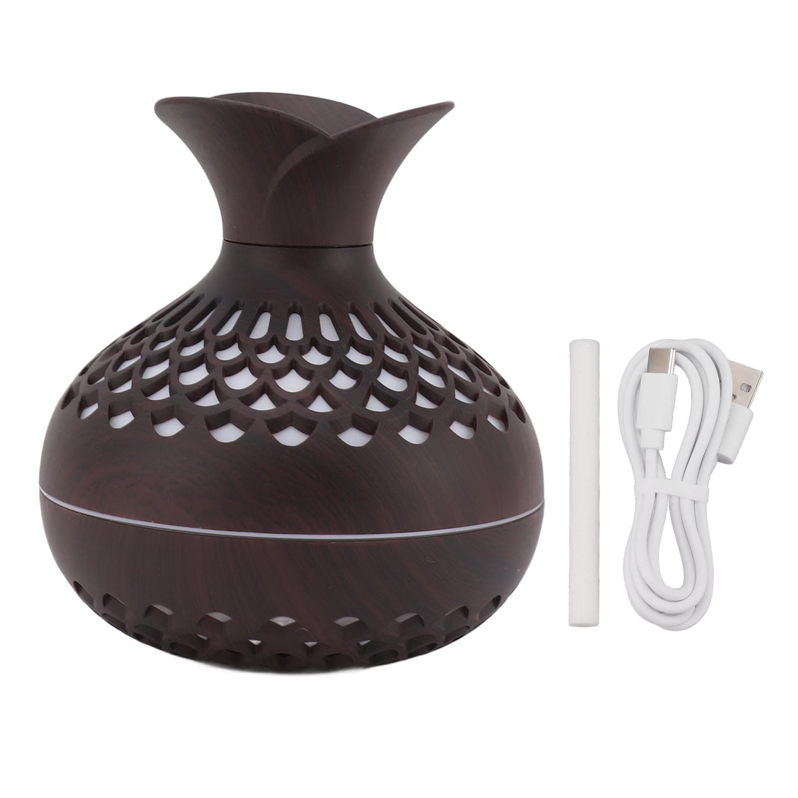 2.5W Scent Diffuser 300ml USB Powered Silent Operation Flower Vase Shape Aroma Humidifier for dark brown
