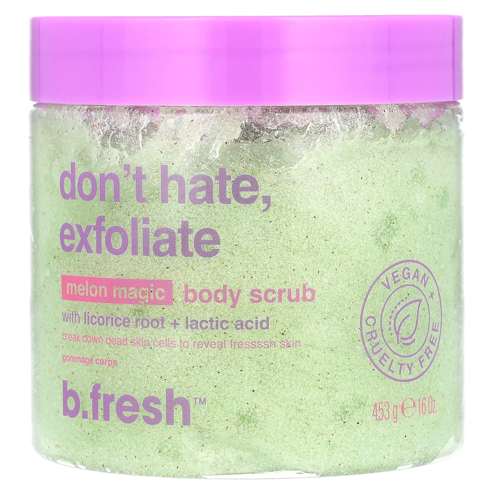 b.fresh, Body Scrub, with Licorice Root and Lactic Acid, Melon Magic, 16 oz (453 g)