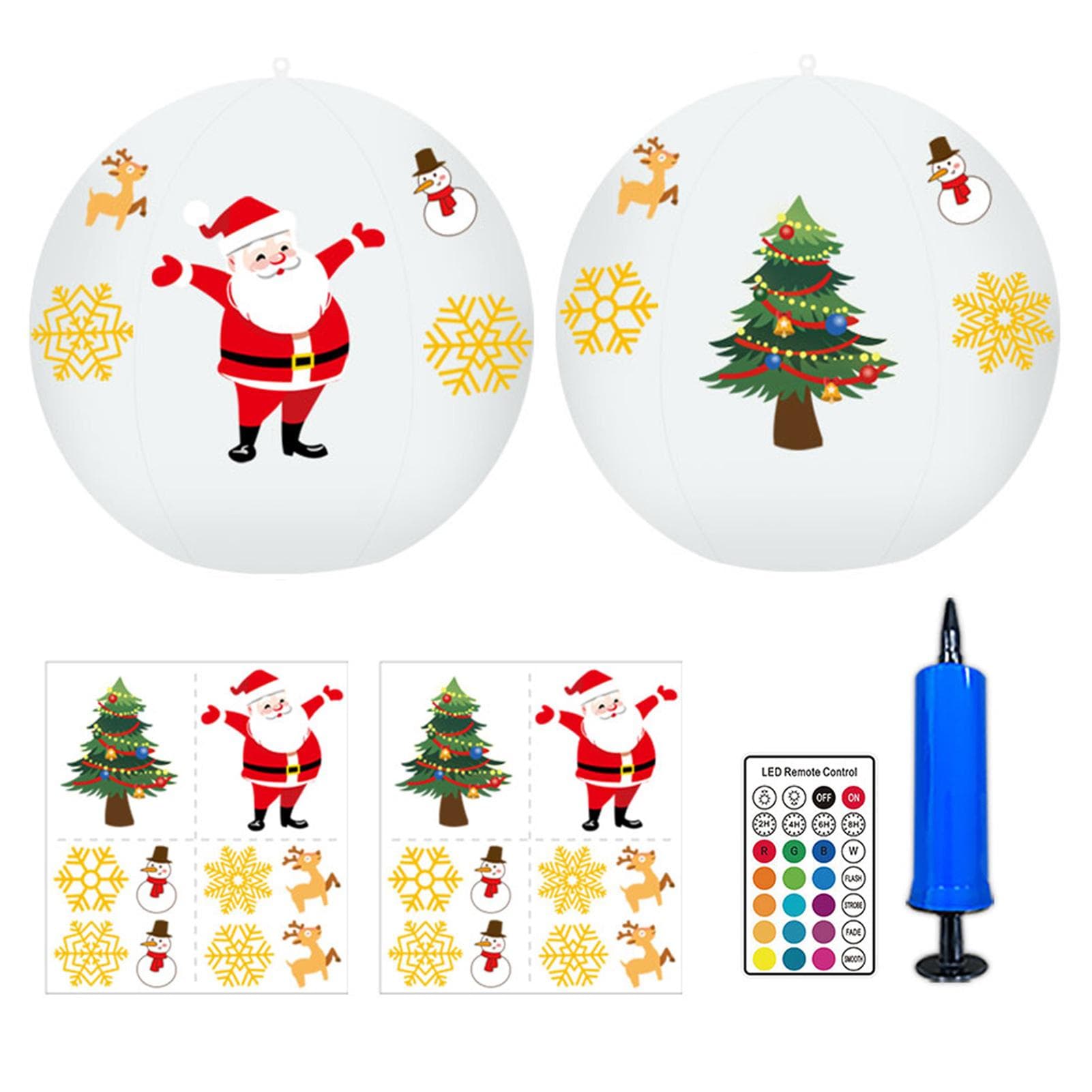 2PCS Solar Powered LEDs Floatings Pool Lights with 2PCS Santa Claus Design Sticker RGBW 16 Color type2