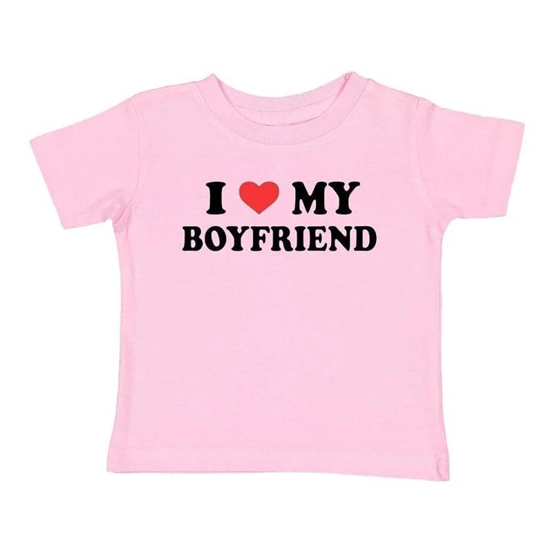 I LOVE MY BOYFRIEND Ladies Y2KT-Shirt Boys and Girls Fashion Harajuku 2024 Street Causality Unisex Y2K Top Cotton T-Shirt 3XL