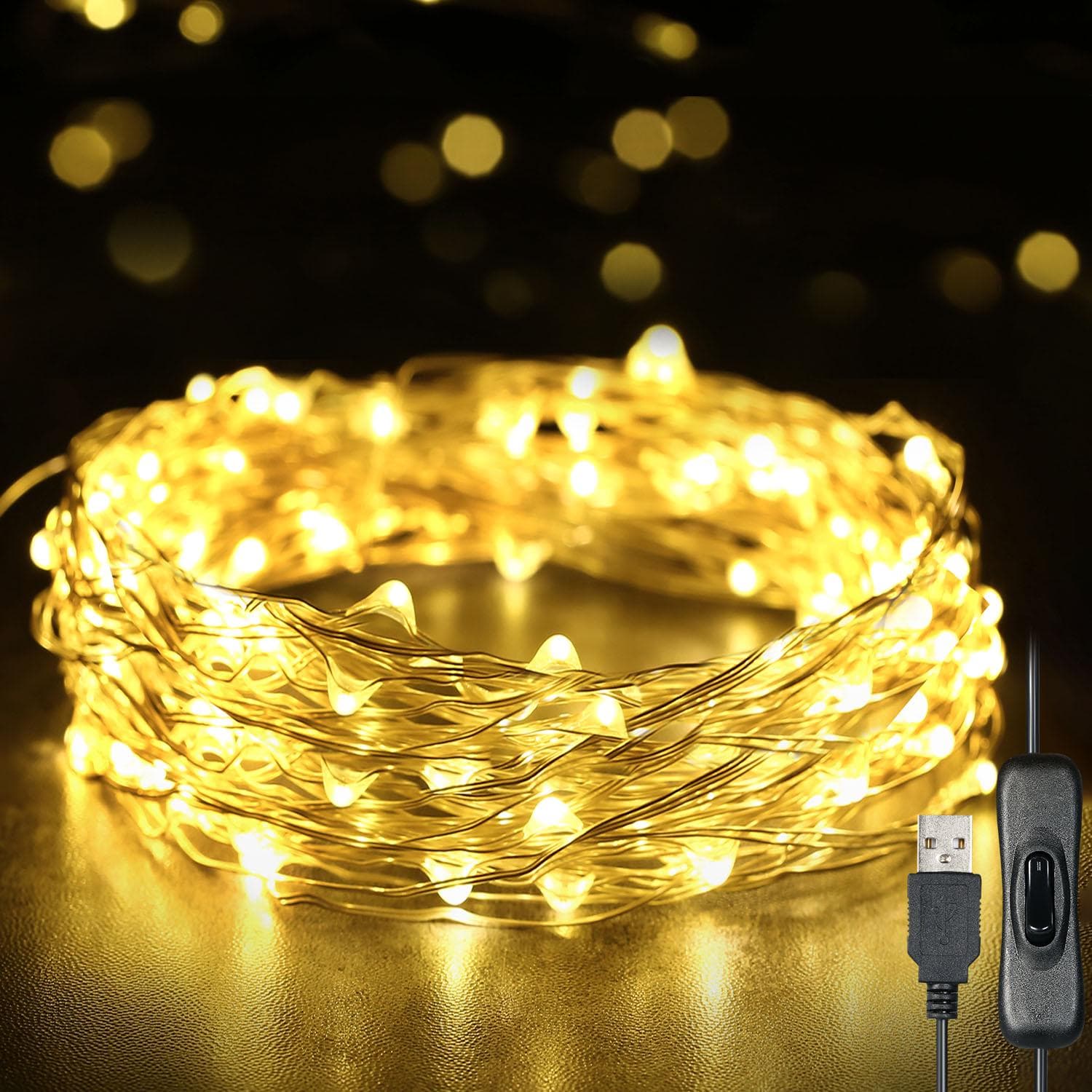 Fairy Lights 12m 120 LEDs String Lights USB IP65 Waterproof Warm White for warm white