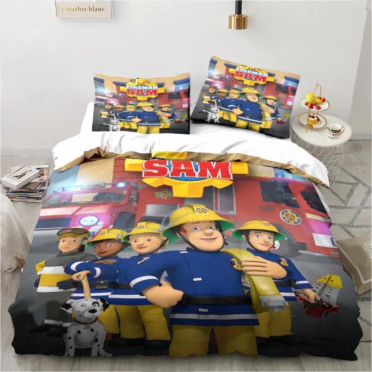 Cartoon Fireman Sam Toys Bedding Set Duvet Cover Bed Set Quilt Cover Pillowcase Comforter king Queen Size Boys Adult Bedding Set 70x133cm 2pcs