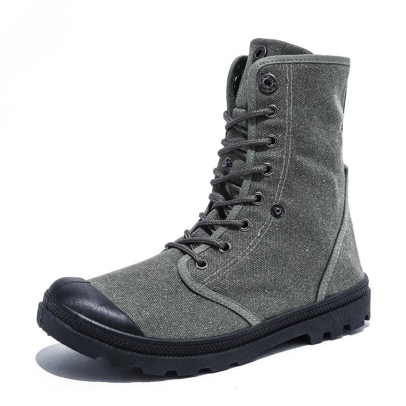 Spring Autumn Cloth Shoes Mens Ankle Single Boots Flat Non-slip Street Style High top Brand Male Footwear Black Green Blue Plus Size 45 45 green