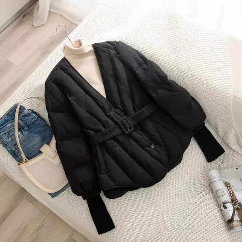 Down Jacket Collarless Waist Autumn and Winter Korean Version Slim Jacket M