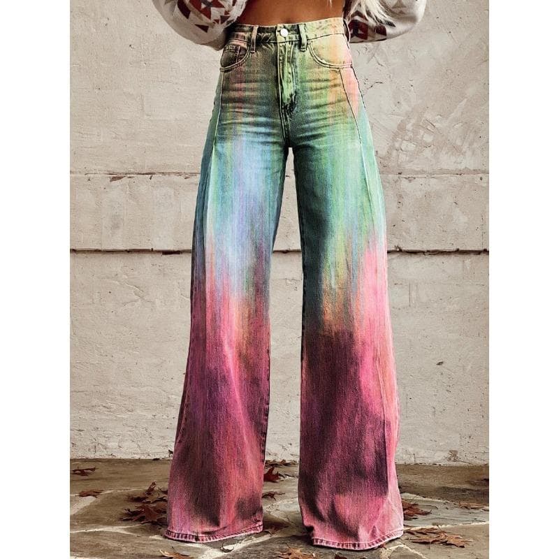 Women's Casual Pants Printed Casual Wide Leg Trend Pants S