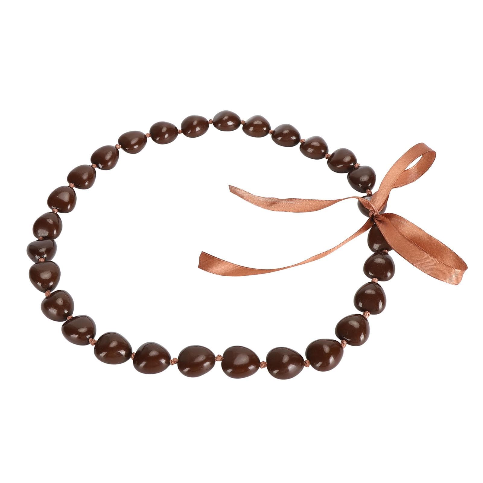 Resin Nut Necklace Good Luck Symbol Kukui Nut Lei Necklace with Ribbon Bow for Graduation Gift