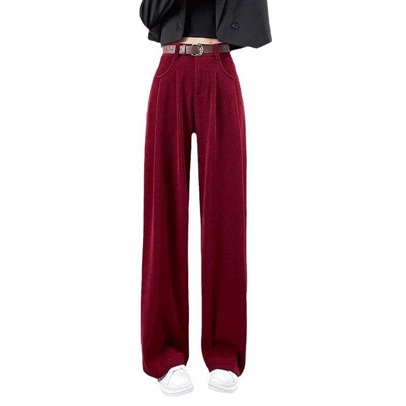 New Retro Suit Pants In Autumn and Winter, High Waist Narrow Version Wide-leg Pants Straight-leg Casual Pants Thick Floor Pants for Women 2XL