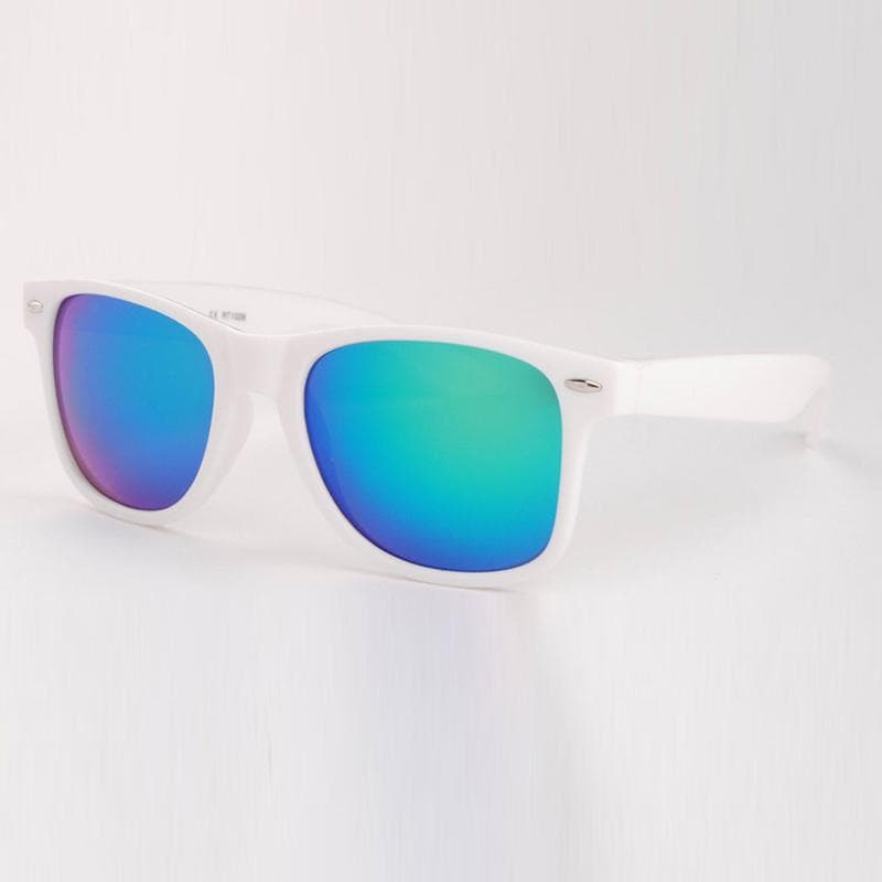 Brand New White PC Frame Sunglasses for Men Women UV Protection Driving Eyewear Reflective Membrane Sun Goggles