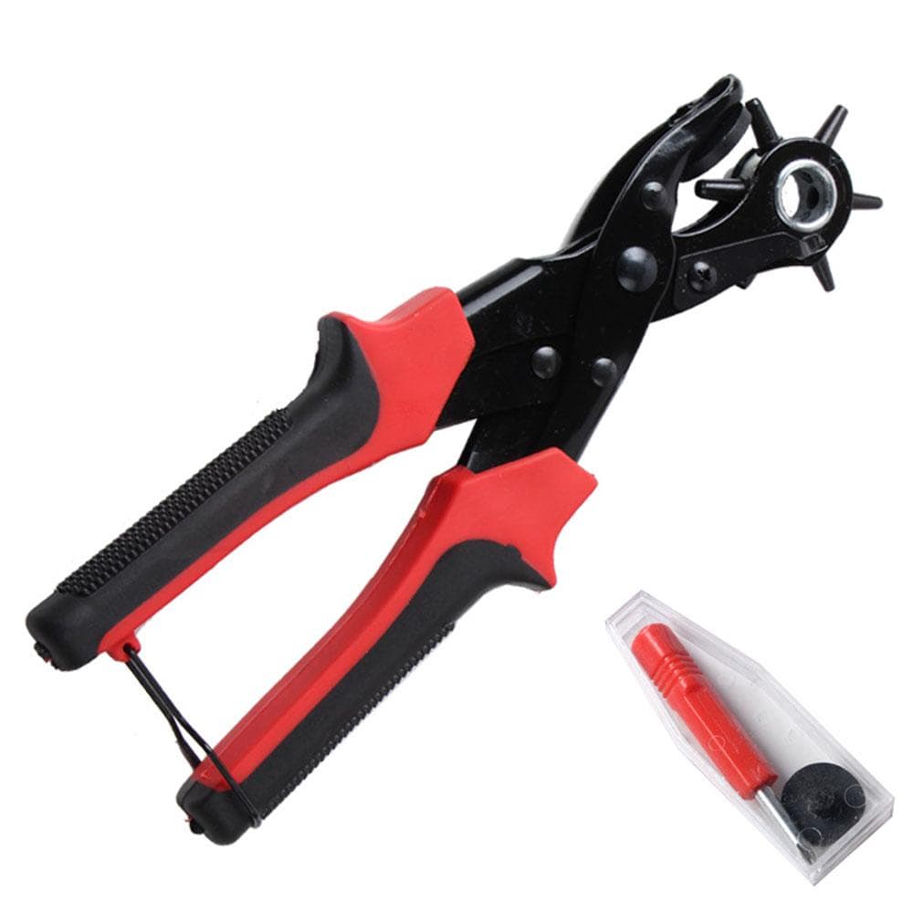 Portable Durable MultiFunction Belt Punch Manual LaborSaving Round Hole Elliptical Hole Flat red black