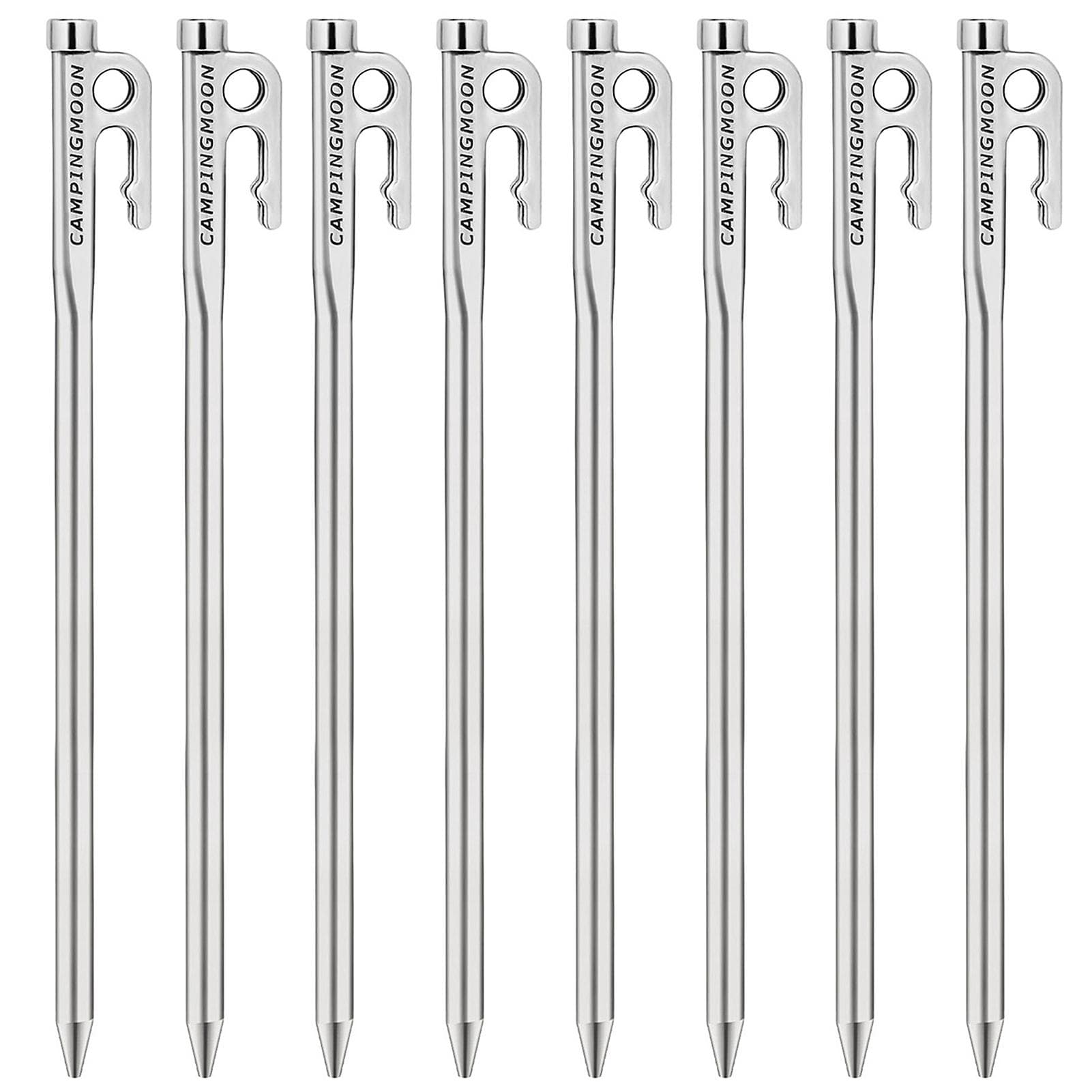 Heavy Duty Steel Tent Stakes Pegs with Hook and Hole Design for Outdoor Backpacking Camping Tent Canopy 8Pcs 26cm