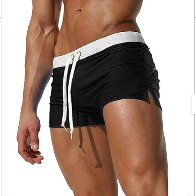 Europe and The United States Fashion Men's Beach Pants Breathable Shorts Quick Drying Pants Flat Corner Beach Pants Swimming Trunks L black