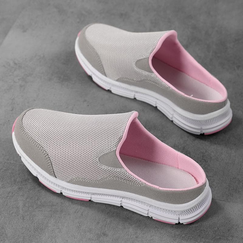 Women's Backless Walking Sneakers Summer Slip-on Mule Shoes Closed Toe Slippers Comfort Casual Traveltime Mule EU: 35 grey
