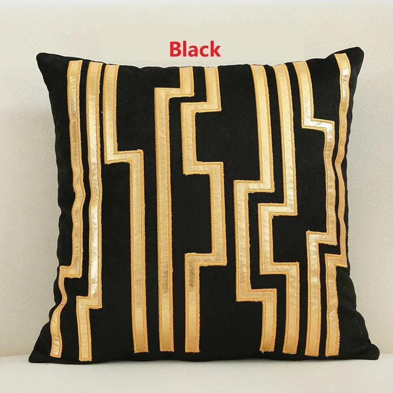 Luxury Golden Bronzing Thicken Velvet Pillow Cushion Cover 45*45 Geometric Kussenhoes Coussin Home Sofa Decorative Funda Cojin 450mm*450mm black