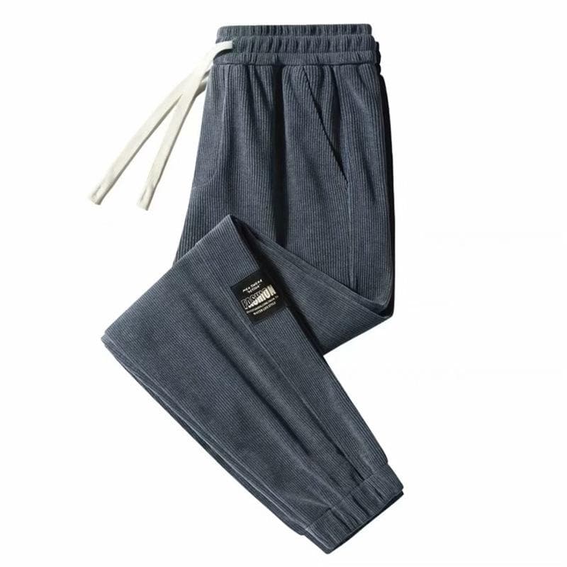Men's Elastic Waist Corduroy Drawstring Sweatpants - Wear-Resistant Casual Pants for Spring and Autumn M dark gray