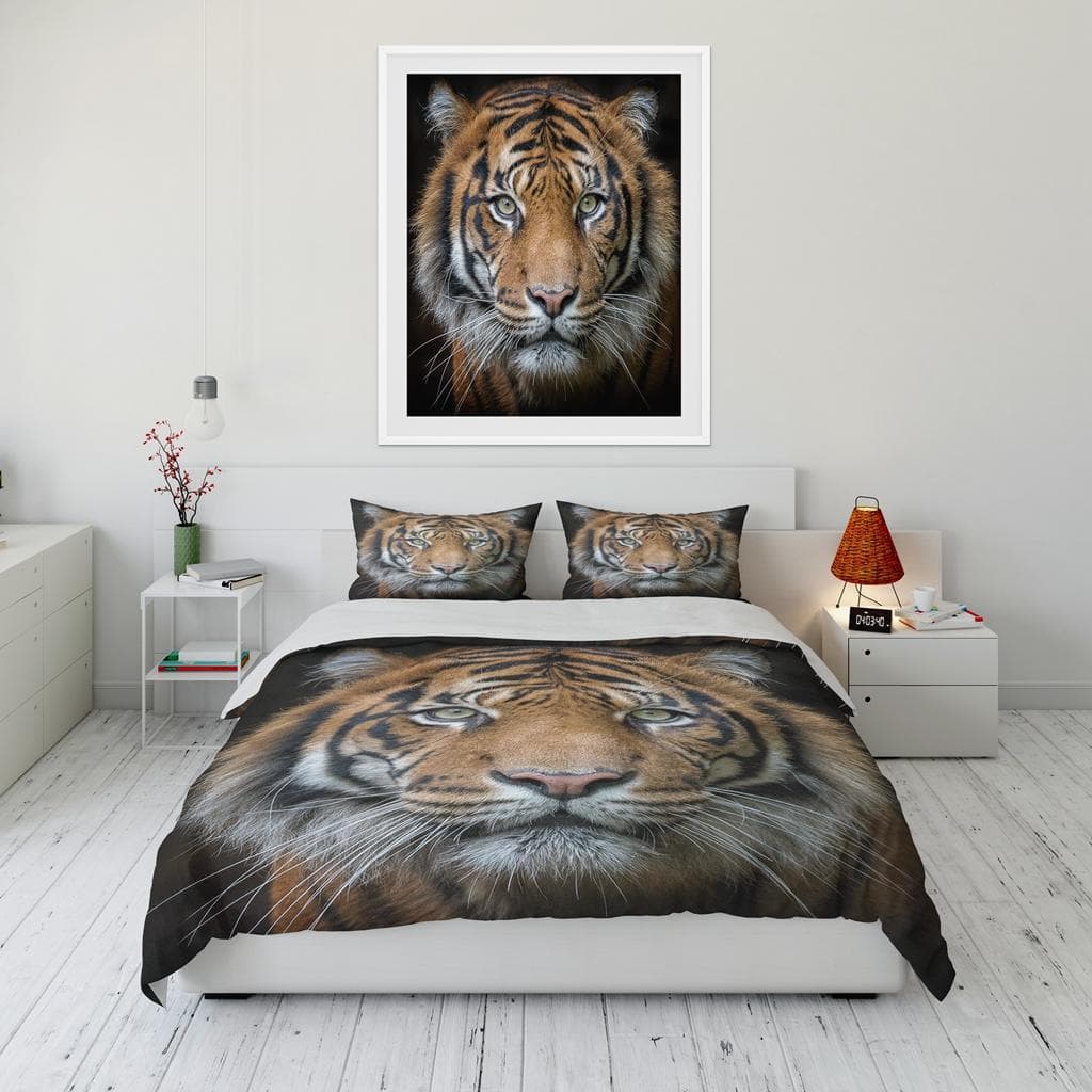 tiger pattern bedding set Cute Bear Kawaii King Twin Double Child Bedding Set Microfiber or Polyester Duvet Cover Set EU single(135x200cm)