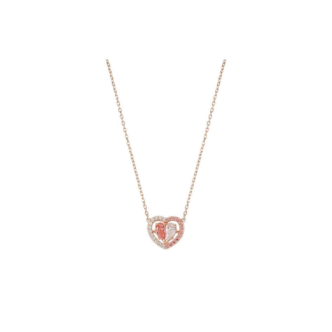 Swarovski Gema Symmetrical Heart Cubic Zirconia Necklace Women necklace Pink 5653007 Box (Random Color)