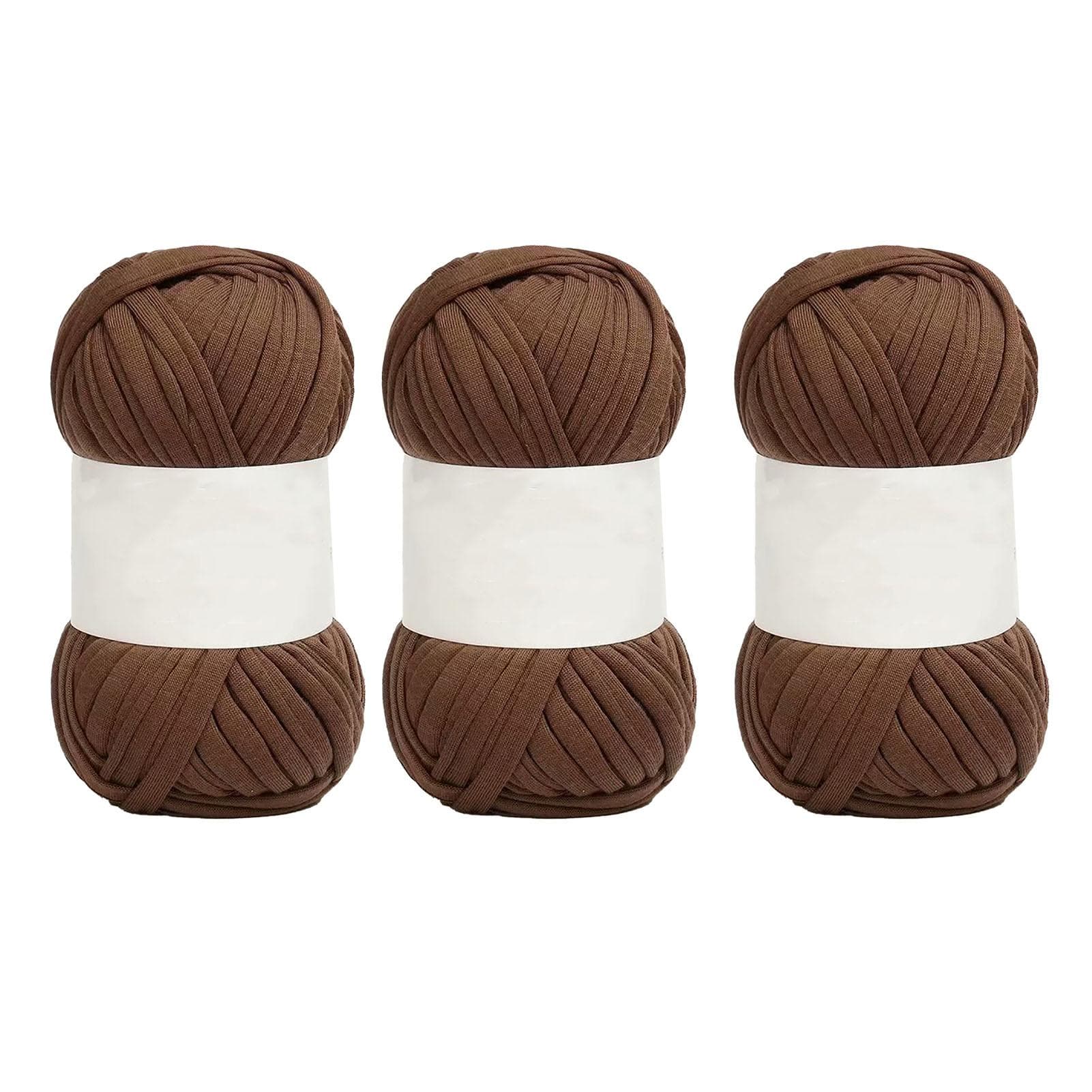 5Pcs Spaghetti Yarn 0.8in Wide Soft Skin Friendly Cotton Bright Color Carpet Yarn for Crocheting dark khaki