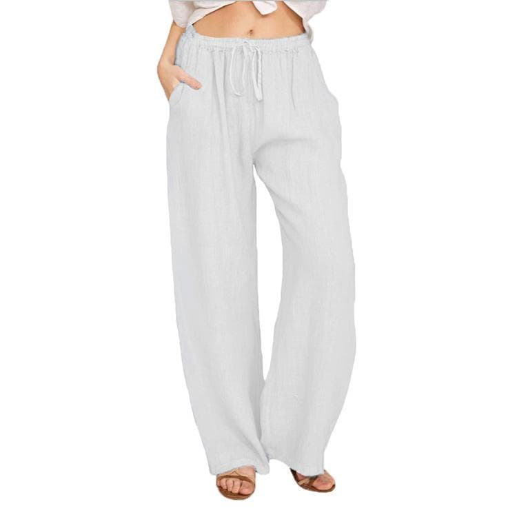Summer Women's Pants Large Size Loose Casual Pants XL white