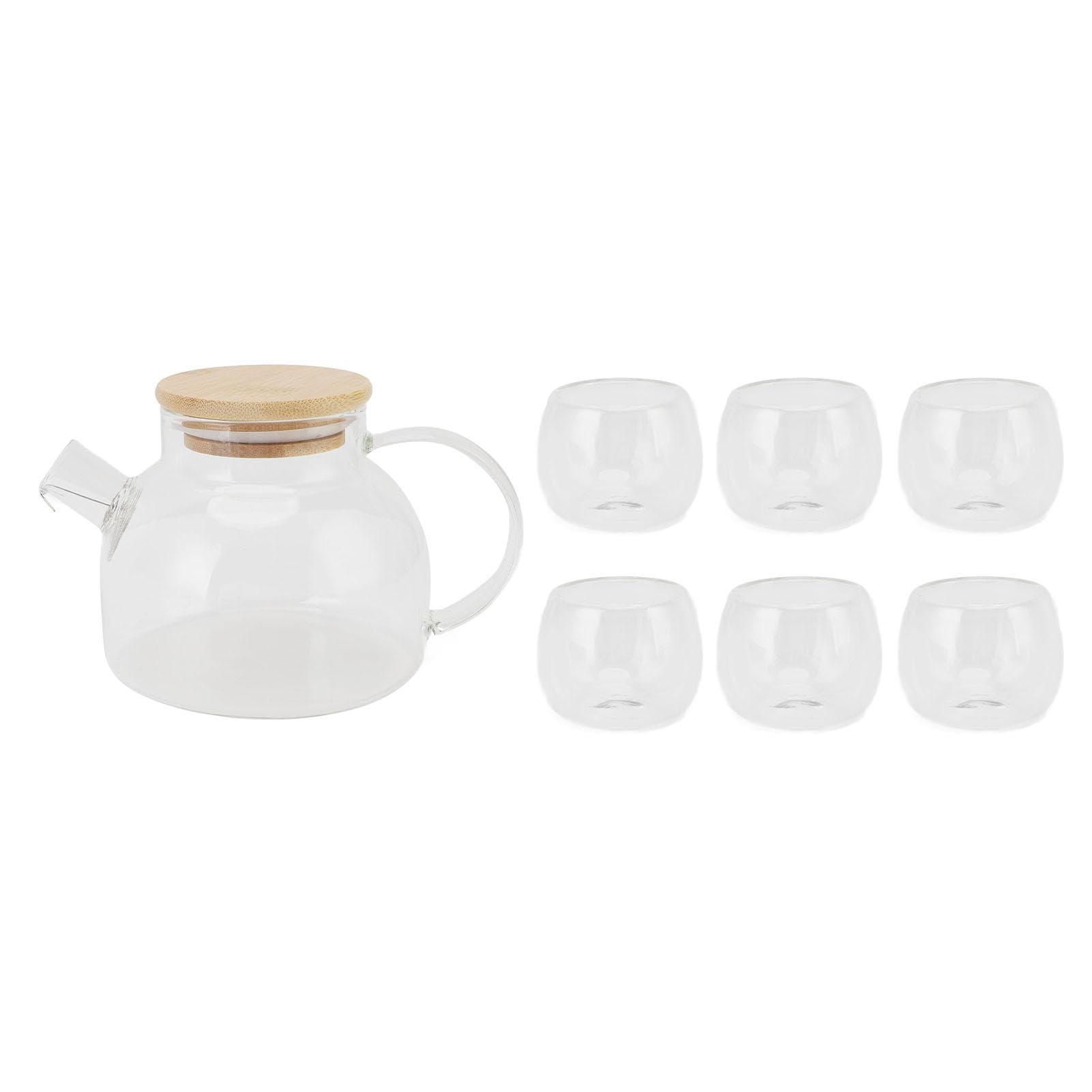 Glass Teapot Set with 6 Cups 500ml High Borosilicate Glass Stovetop Safe Tea Pot with Filter and L(for 6.5-9kg)