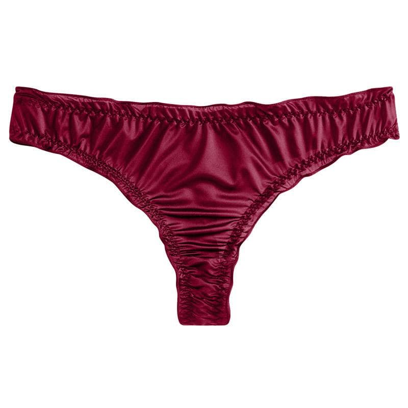 Sexy Thin Seamless Panties For Women Ice Silk Thong Sexy Women's Underwear Brief For Girl Underpants M wine red