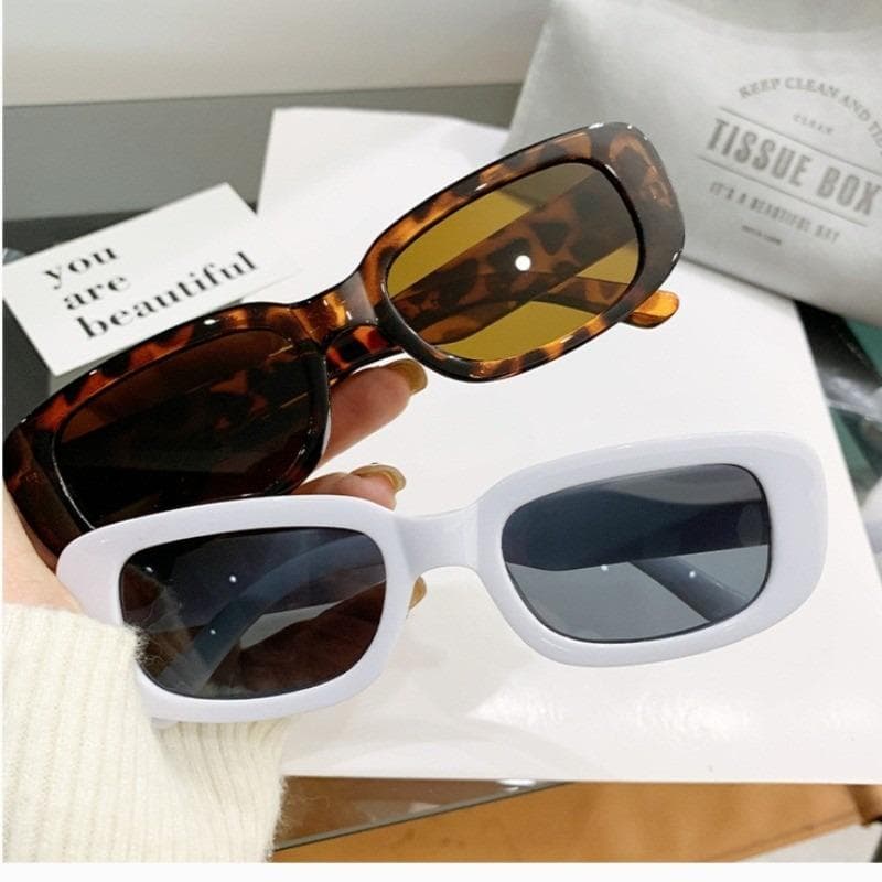 1/2pcs Unisex Gradient UV Blocking Rectangle Sunglasses Korean Ladies Retro Eyeglass Frame Fashion Design